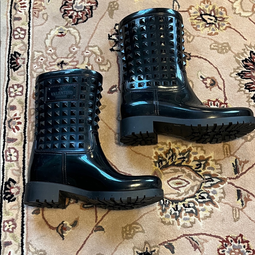 Valentino Black Studded Rain Boots